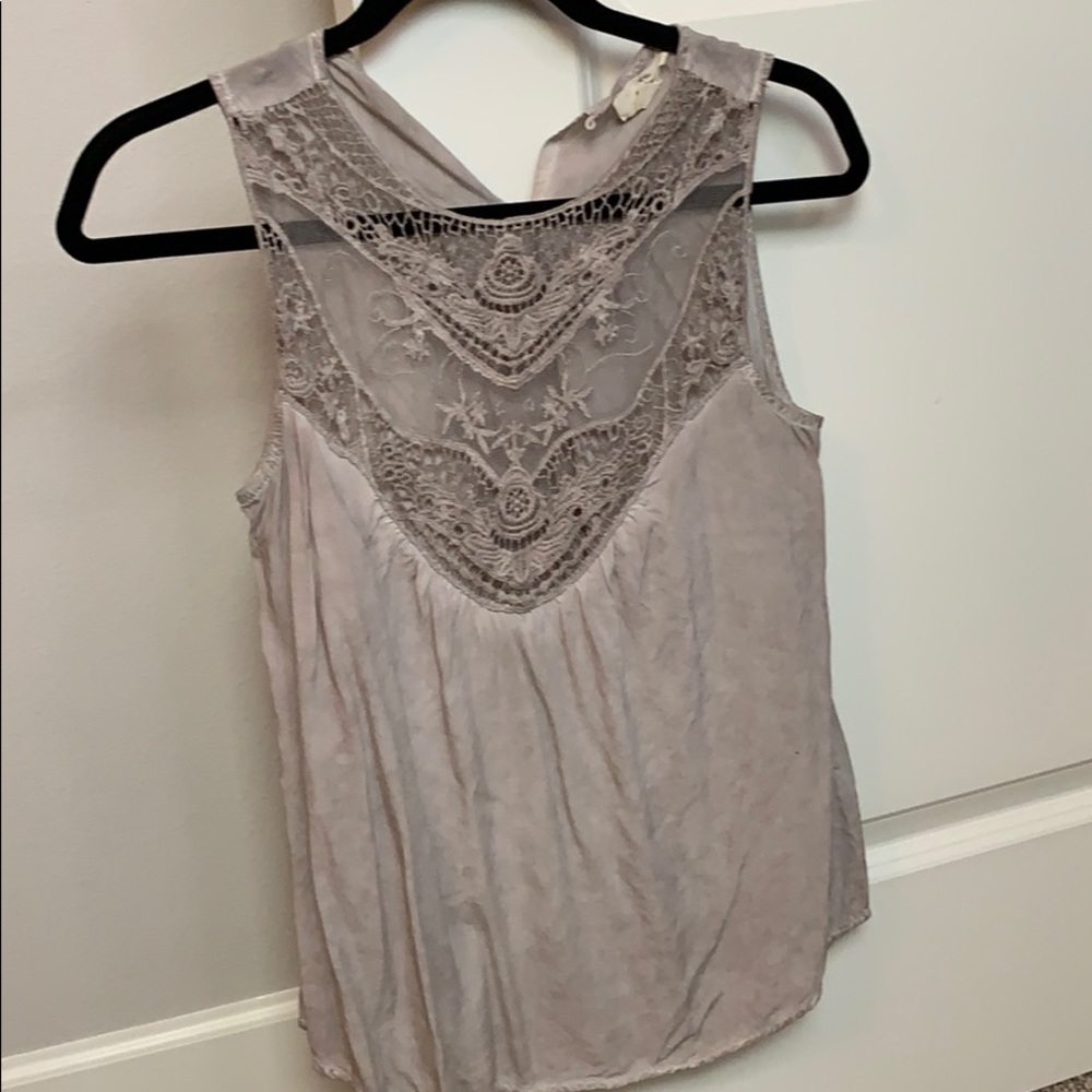 Nude beige lace tank